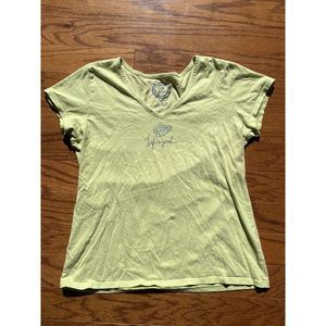 Life Is Good Tea Cup Lime Green Sleep Shirt‎ Size Medium